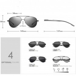 Aviator Photochromic Sunglasses Polarized Lens for Men and Women Outdoor 100% UV Protection - Gray - CL190247ZXT $18.20