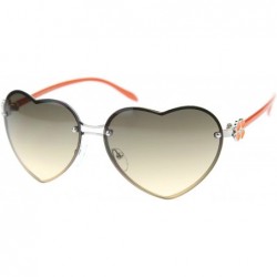 Oversized Women's Rimless Frame Flower Accent Heart Shape Oversize Sunglasses 62mm - Orange / Smoke Gradient - C012IGK45JT $8.10