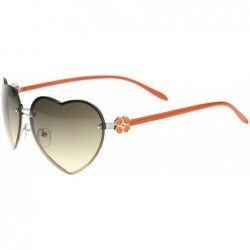 Oversized Women's Rimless Frame Flower Accent Heart Shape Oversize Sunglasses 62mm - Orange / Smoke Gradient - C012IGK45JT $8.10