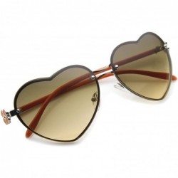 Oversized Women's Rimless Frame Flower Accent Heart Shape Oversize Sunglasses 62mm - Orange / Smoke Gradient - C012IGK45JT $8.10