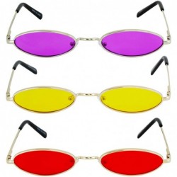 Rectangular Small Tiny Oval Vintage Sunglasses for Women Metal Frames Designer Gothic Glasses - CT18U96WZU6 $18.55