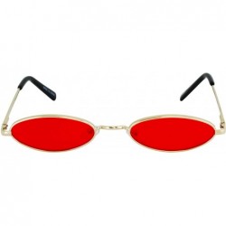 Rectangular Small Tiny Oval Vintage Sunglasses for Women Metal Frames Designer Gothic Glasses - CT18U96WZU6 $18.55