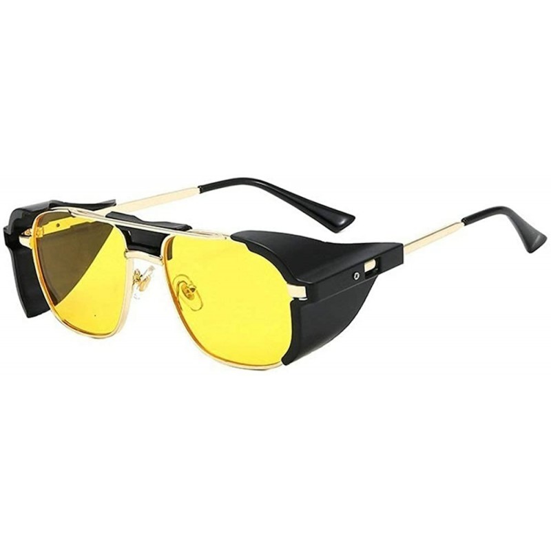 Square sunglasses Fashion Protection Windproof Glasses - Black&yellow - CG18AR9O2IH $10.92