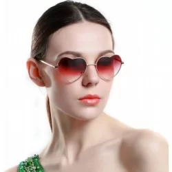 Oversized Fashion Rimless Frame Women Oversized Cute Love Heart Shape Sunglasses Eyewear C2876 - Metal Frame Red - CX11XIDJYM...