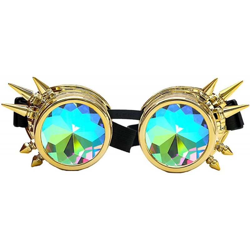 Oversized Steampunk Glasses Kaleidoscope Vintage - Gold - C81908MC2DE $12.61