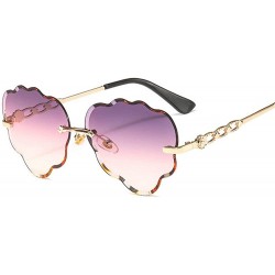 Rimless Fashion vintage rimless love heart glasses cut edge luxury diamond lady party sunglasses UV400 - Purple - CD18R8O4EQR...