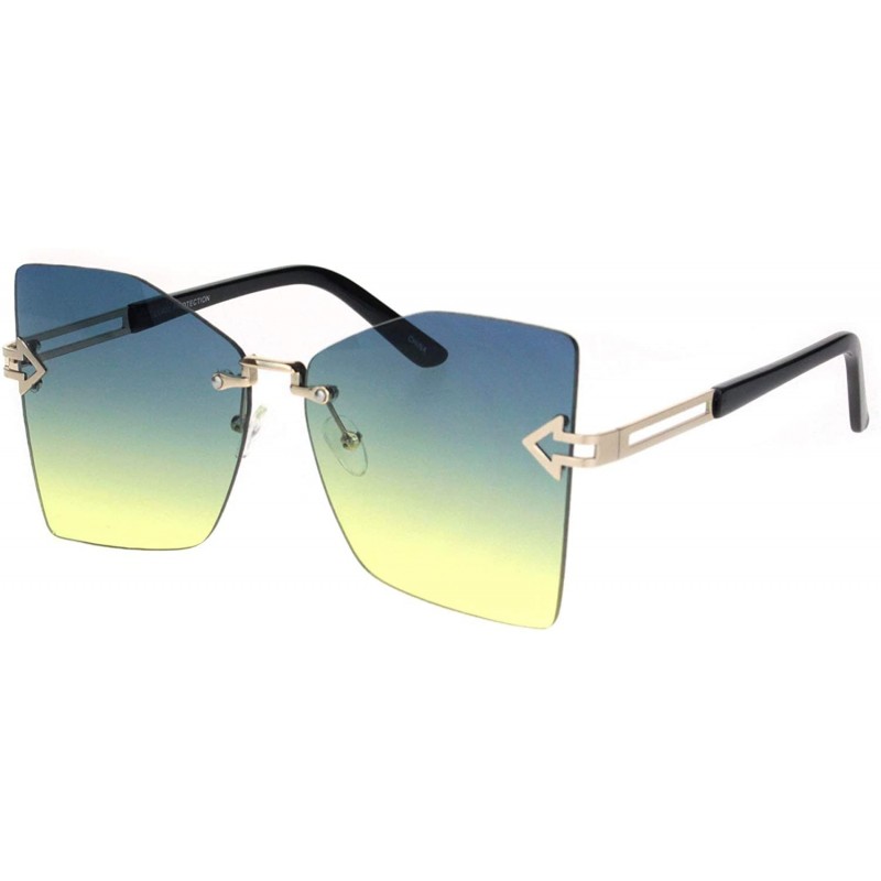 Square Womens Rimless Sunglasses Arrow Design Square Fashion Shades UV 400 - Gold - CM18T2E742K $8.94