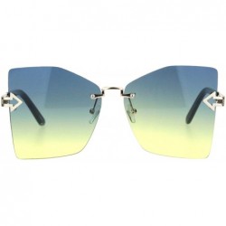 Square Womens Rimless Sunglasses Arrow Design Square Fashion Shades UV 400 - Gold - CM18T2E742K $8.94