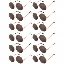 Round 12 Pack Small Round Retro Vintage Circle Style Sunglasses Colored Metal Frame - 56_mirror_gold_brown_12_pairs - C518530...