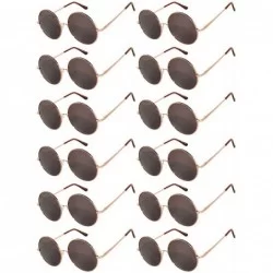 Round 12 Pack Small Round Retro Vintage Circle Style Sunglasses Colored Metal Frame - 56_mirror_gold_brown_12_pairs - C518530...