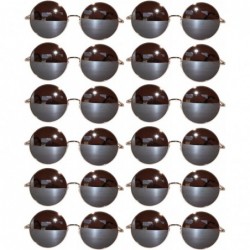 Round 12 Pack Small Round Retro Vintage Circle Style Sunglasses Colored Metal Frame - 56_mirror_gold_brown_12_pairs - C518530...