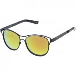 Wayfarer Modern Open Metal Colored Mirror Lens Horn Rimmed Sunglasses 56mm - Black / Orange Mirror - CS12O6QDPZS $10.40