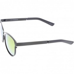Wayfarer Modern Open Metal Colored Mirror Lens Horn Rimmed Sunglasses 56mm - Black / Orange Mirror - CS12O6QDPZS $10.40
