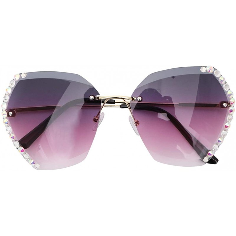 Aviator Sunglasses Rhinestones Gradient Oversized - CG190GKC8WS $11.41