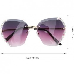 Aviator Sunglasses Rhinestones Gradient Oversized - CG190GKC8WS $11.41