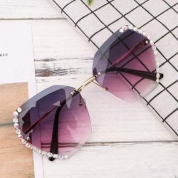 Aviator Sunglasses Rhinestones Gradient Oversized - CG190GKC8WS $11.41