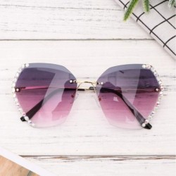 Aviator Sunglasses Rhinestones Gradient Oversized - CG190GKC8WS $11.41