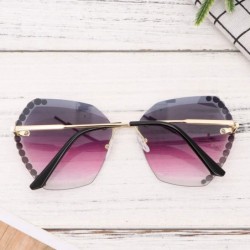 Aviator Sunglasses Rhinestones Gradient Oversized - CG190GKC8WS $11.41