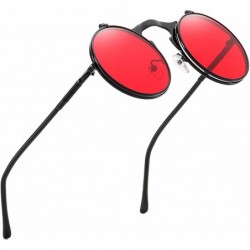 Round Retro Round 80's Flip Up Steampunk Sunglasses Mirror Vintage Circle Sun Glasses Eyewear for Men Women - C7194RZR5A8 $16.09