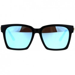 Square Square Frame Sunglasses Unisex Hipster Fashion Shades UV 400 - Black (Blue Mirror) - CV188U48ZR8 $13.06