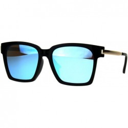 Square Square Frame Sunglasses Unisex Hipster Fashion Shades UV 400 - Black (Blue Mirror) - CV188U48ZR8 $13.06