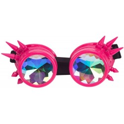 Aviator Kaleidoscope Rave Rainbow Crystal Lenses Steampunk Goggles - Pink - C4185TK8STI $10.52