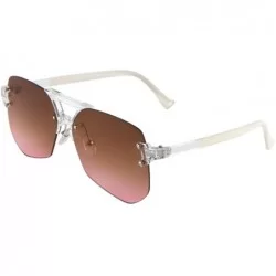 Square Wynwood Rimless Oversized Flat Lens Aviator Sunglasses - Clear White Frame - CI1857XEO8G $19.54