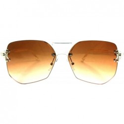 Square Wynwood Rimless Oversized Flat Lens Aviator Sunglasses - Clear White Frame - CI1857XEO8G $10.54