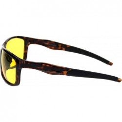 Sport Polarized Mens Night Driving Yellow Lens Light Weight Plastic Warp Around Sport Sunglasses - Tortoise - CO18T4AAAND $11.01