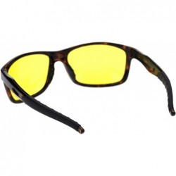 Sport Polarized Mens Night Driving Yellow Lens Light Weight Plastic Warp Around Sport Sunglasses - Tortoise - CO18T4AAAND $11.01