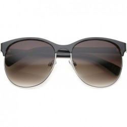 Wayfarer Women's Fashion Two Toned Tinted Lens Half-Frame Round Sunglasses 55mm - Black-silver / Lavender - CI12JP6GCIF $17.52