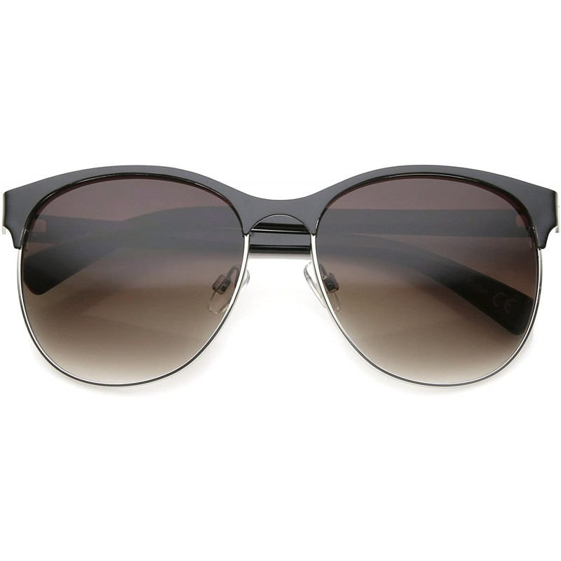Wayfarer Women's Fashion Two Toned Tinted Lens Half-Frame Round Sunglasses 55mm - Black-silver / Lavender - CI12JP6GCIF $8.64