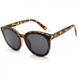 Aviator Luxury Vintage Round Sunglasses Women Brand Designer 2019 Cat Eye Leopard - Leopard - C118Y3NSU4R $8.67