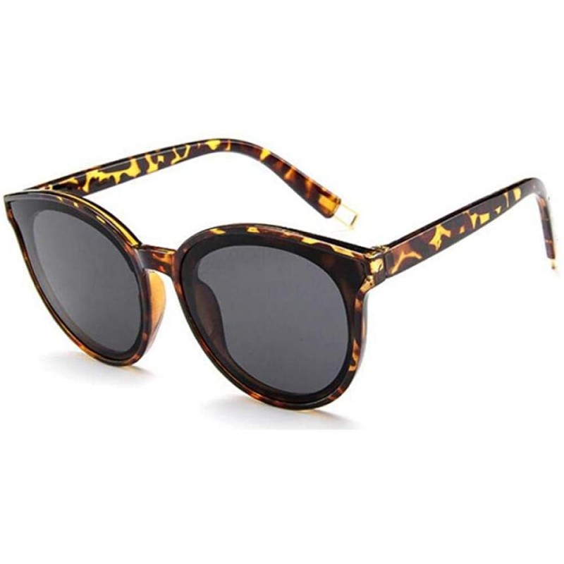 Aviator Luxury Vintage Round Sunglasses Women Brand Designer 2019 Cat Eye Leopard - Leopard - C118Y3NSU4R $8.67