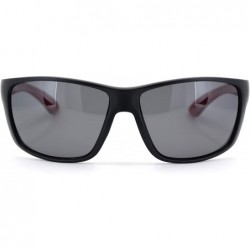 Rectangular Polarized Nitrogen Warp Sport Classic 90s Rectangular Sunglasses - Matte Black Red Black - CW18U0K42TH $10.03