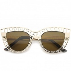 Cat Eye Womens Laser Tinted Lens Oversized Cat Eye Sunglasses 53mm - Gold / Brown - CQ12H0L9Z8L $12.93