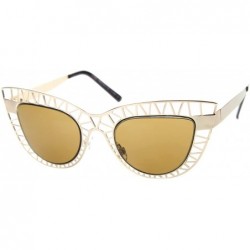 Cat Eye Womens Laser Tinted Lens Oversized Cat Eye Sunglasses 53mm - Gold / Brown - CQ12H0L9Z8L $12.93