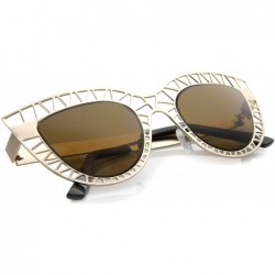 Cat Eye Womens Laser Tinted Lens Oversized Cat Eye Sunglasses 53mm - Gold / Brown - CQ12H0L9Z8L $12.93