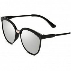Cat Eye Vintage Black Sunglasses Women Cat Eye Sun Glasses Color Lens Mirror Sunglass Fashion Design Oculos - Silver - C3197Y...