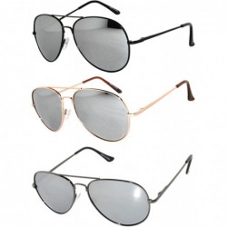 Oval Set of 3 Pairs Aviator Style Sunglasses Colored Metal Frame Spring Hinges - CT17YUWK7MT $19.14