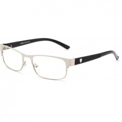 Square "Divide" Aluminum Brushed Prescription Ready Clear Lens Rx Frames - Silver/Black - C912KRZFE73 $35.93