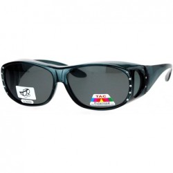 Oval Womens Polarized Fit Over Glasses Rhinestone Sunglasses Oval Rectangular - Gray - CA1889ZZ7W8 $23.59