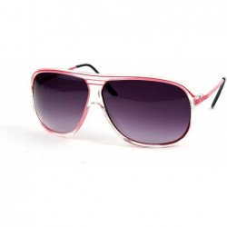Aviator Fashion Aviator Color Clear Plastic Frame Sunglasses P1270 (PinkClear-GradientSmoke Lens) - CK11BV75AA1 $17.50