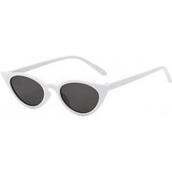 Cat Eye Men and women Cat's eye Fashion Small frame Sunglasses Retro glasses - Black White - C918LLCA5EA $18.46