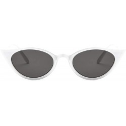Cat Eye Men and women Cat's eye Fashion Small frame Sunglasses Retro glasses - Black White - C918LLCA5EA $21.10