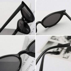 Cat Eye Men and women Cat's eye Fashion Small frame Sunglasses Retro glasses - Black White - C918LLCA5EA $7.91