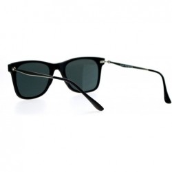 Wayfarer Unisex Designer Fashion Sunglasses Thin Light Rectangular Horn Rim Shades - Black Silver - CL1882YLA87 $10.57