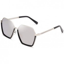 Sport Gold Plastic Sunglasses Trendy Sunglasses Women-Black frame white mercury - CX197Z9MWNK $34.75