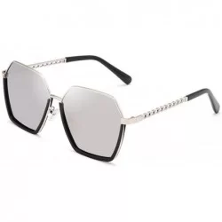 Sport Gold Plastic Sunglasses Trendy Sunglasses Women-Black frame white mercury - CX197Z9MWNK $34.75