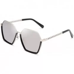 Sport Gold Plastic Sunglasses Trendy Sunglasses Women-Black frame white mercury - CX197Z9MWNK $18.75